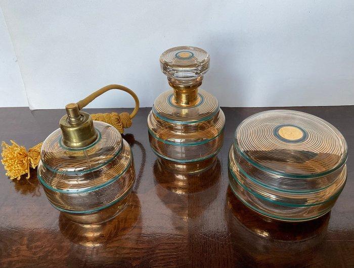 Kaptafelset (3) - Boho chic - Glas - Handgeschilderd decor, Antiek en Kunst, Curiosa en Brocante