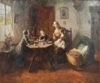 Bernard de Hoog (1866-1943) - Dutch Interior with mother and, Antiquités & Art