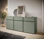 Meubella Dressoir Cainan groen zwart 180 cm, Verzenden, Nieuw, 25 tot 50 cm, 150 tot 200 cm