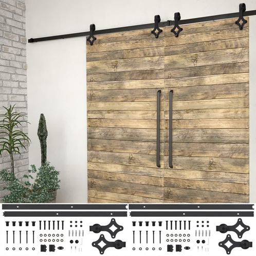 vidaXL Hardwaresets voor schuifdeuren 2 st 200 cm staal, Doe-het-zelf en Bouw, Hang- en Sluitwerk, Nieuw, Verzenden