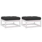 vidaXL Tuinvoetenbanken 2 st met kussens massief grenenhout, Tuin en Terras, Verzenden, Nieuw