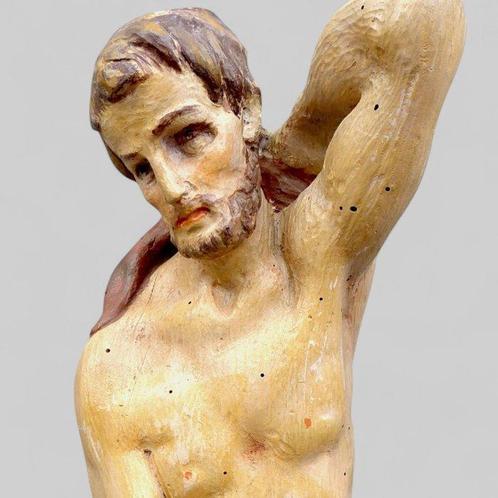 Scuola Napoletana - sculptuur, Lignea Policroma (70cm) San, Antiek en Kunst, Kunst | Niet-Westerse kunst