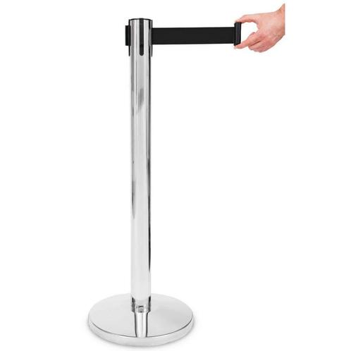 Afzetpaal | PREMIUM | Verchroomd | Incl. Afzetlint (Zwart), Zakelijke goederen, Horeca | Keukenapparatuur, Nieuw in verpakking