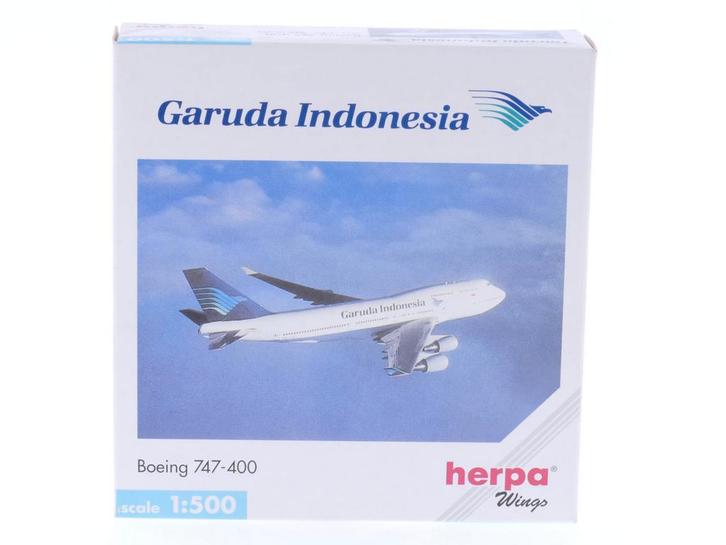 Schaal 1:500 Herpa 500630 Garuda Indonesia Boeing 747-400..., Hobby en Vrije tijd, Modelbouw | Vliegtuigen en Helikopters, Zo goed als nieuw