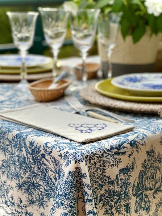 Housse en toile de Jouy bleue et blanche pour de grandes, Antiek en Kunst, Antiek | Tapijten, Tafelkleden en Textiel