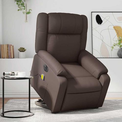 vidaXL Sta-op-massagestoel elektrisch kunstleer bruin, Huis en Inrichting, Fauteuils, Nieuw, Verzenden