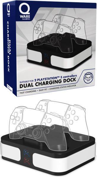 Qware Dual Charging Dock-Zwart / Wit (PlayStation 5), Games en Spelcomputers, Spelcomputers | Sony Consoles | Accessoires, Ophalen of Verzenden