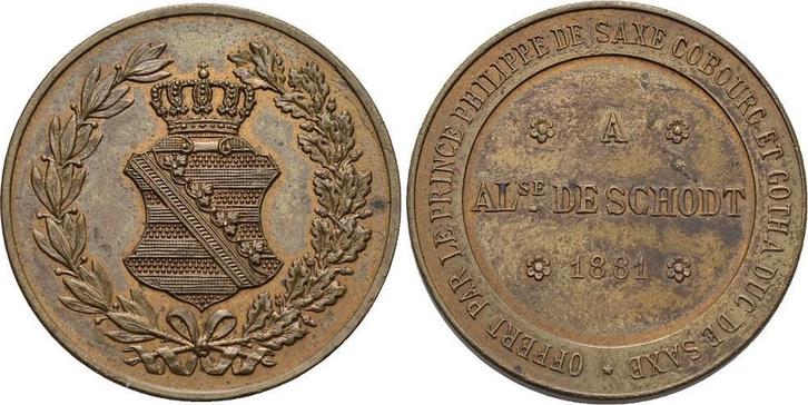 Bronze-medaille 1881 Sachsen-coburg-gotha Philipp 1844, Timbres & Monnaies, Pièces & Médailles, Envoi