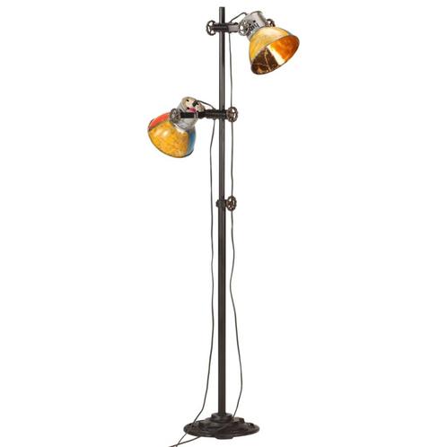 vidaXL Vloerlamp met 2 lampenkappen E27 meerkleurig, Huis en Inrichting, Lampen | Overige, Nieuw, Verzenden