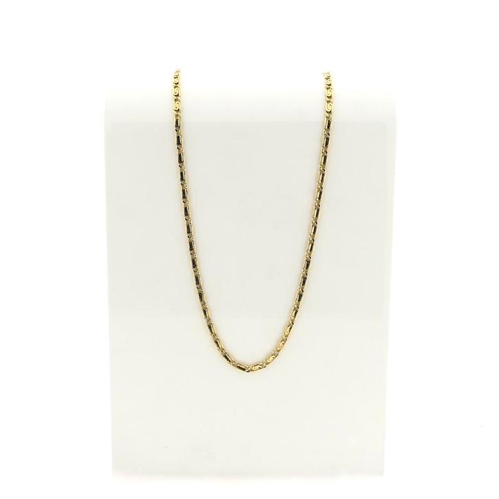 Gouden scroll schakel ketting; Midas | 54 cm (heren ketting), Handtassen en Accessoires, Kettingen, Overige kleuren, Gebruikt