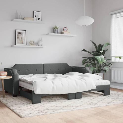 vidaXL Slaapbank onderschuifbed matrassen 80x200 cm stof, Huis en Inrichting, Slaapkamer | Bedden, Nieuw, Verzenden