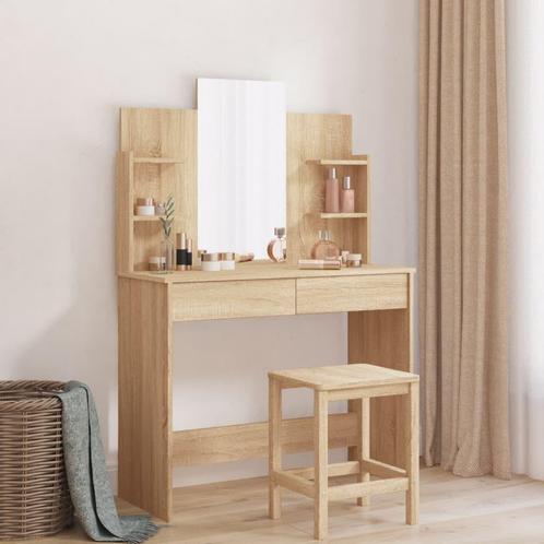vidaXL Kaptafel met spiegel 96x39x142 cm sonoma eikenkleurig, Huis en Inrichting, Tafels | Kaptafels, Nieuw, Verzenden