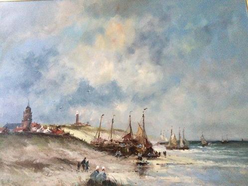 Gien.Brouwer (1944) - Strand Scheveningen, Antiquités & Art, Art | Peinture | Classique