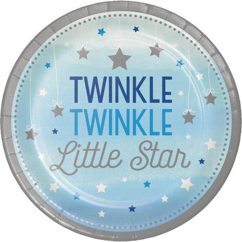 Blauwe Borden Twinkle Twinkle Little Star 23cm 9st, Hobby & Loisirs créatifs, Articles de fête, Envoi