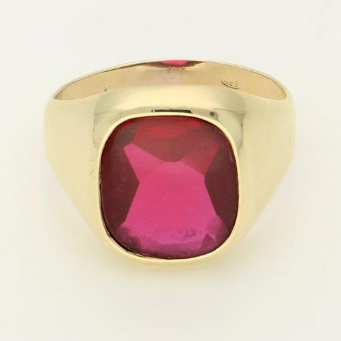 Zonder Minimumprijs - Ring - 14 karaat Geel goud - Robijn, Handtassen en Accessoires, Ringen