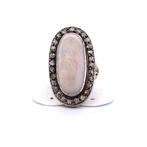Ring - 18 karaat Geel goud - 22.00ct. tw. Opaal - Diamant -, Handtassen en Accessoires, Ringen, Nieuw