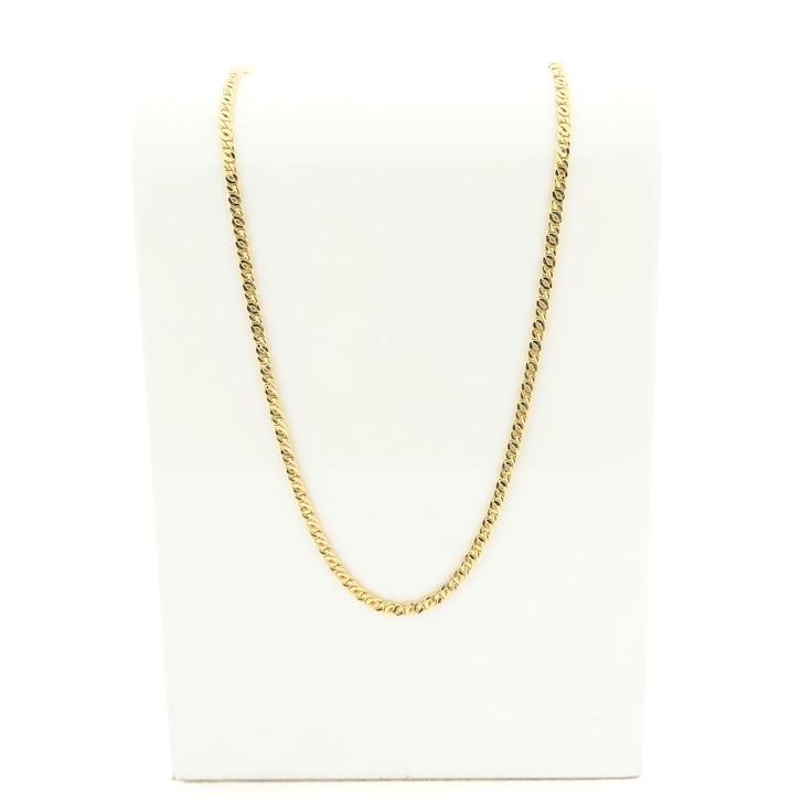 Gouden fantasie schakel ketting; Heren | 50,5 cm, Handtassen en Accessoires, Kettingen, Overige kleuren, Gebruikt, Goud, Ophalen of Verzenden
