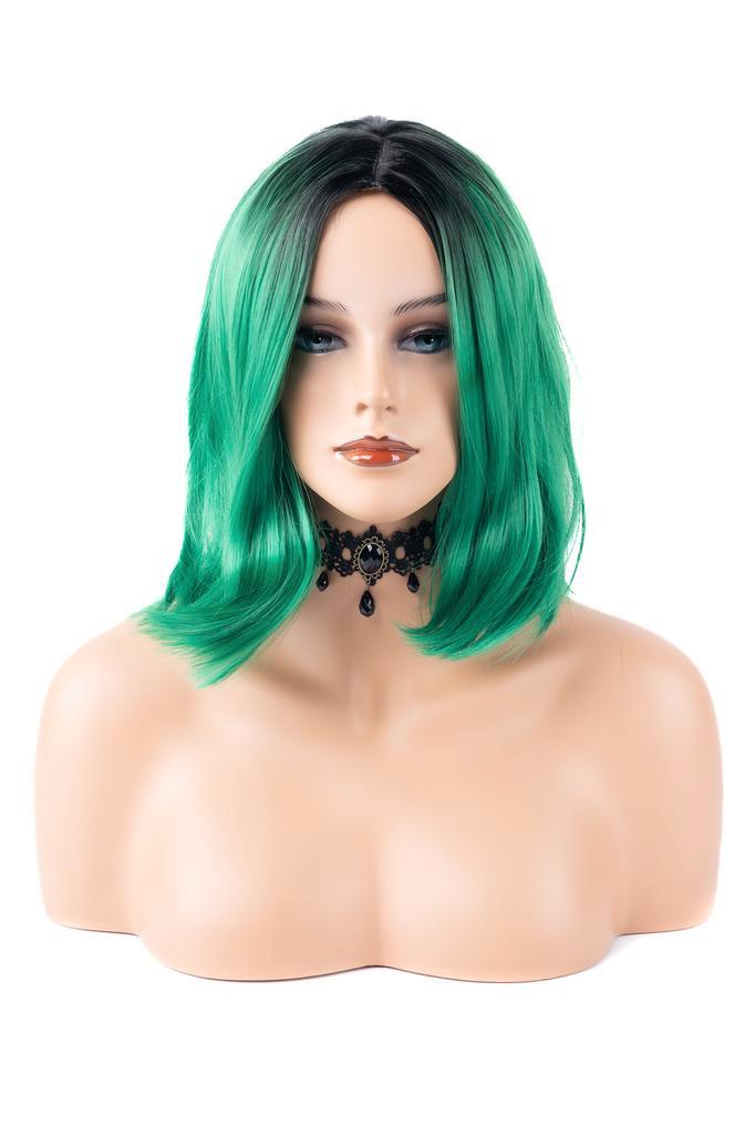 Luxe Groen Zwarte Pruik Curtain Bangs Pony Schouderlengte Ha, Kleding | Dames, Carnavalskleding en Feestkleding, Nieuw, Ophalen of Verzenden