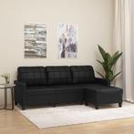 vidaXL Driezitsbank met voetenbank 180 cm kunstleer zwart, Huis en Inrichting, Verzenden, Nieuw