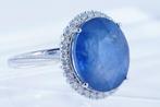 Zonder Minimumprijs - Ring Platina - 10.03ct. tw. Saffier -, Handtassen en Accessoires, Ringen, Nieuw