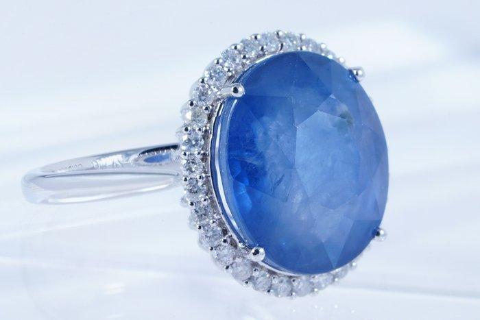 Zonder Minimumprijs - Ring Platina - 10.03ct. tw. Saffier -, Handtassen en Accessoires, Ringen