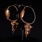 Oud-Romeins Gouden schild oorbelpaar, 5,84 gr., 46-48 mm -