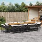 vidaXL 17-delige Tuinset met kussens poly rattan zwart, Tuin en Terras, Verzenden, Nieuw, Tuinset