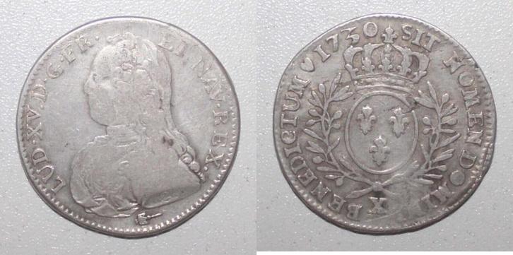 Écu France Frankreich Louis Xv Ecu Mit Olivenzweig 1730 X.., Postzegels en Munten, Munten | Europa | Niet-Euromunten, België, Verzenden