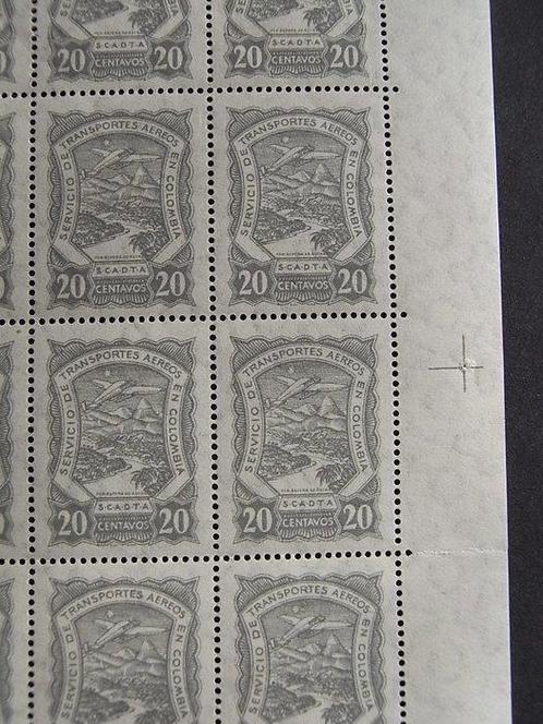 Colombie 1923 - Feuille complète de Michel 32a de Scadta., Postzegels en Munten, Postzegels | Amerika