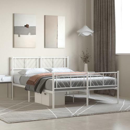 vidaXL Bedframe met hoofd- en voeteneinde metaal wit 160x200, Maison & Meubles, Chambre à coucher | Lits, Envoi