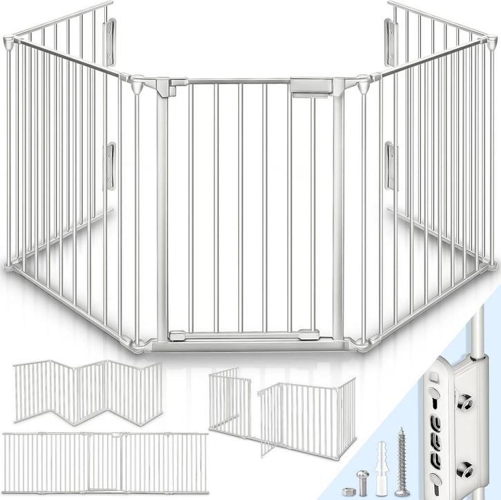 Veiligheidshek - Haardscherm - Hondenhek - 300cm - Grijs - K, Tuin en Terras, Tuinpoorten, Nieuw, Verzenden