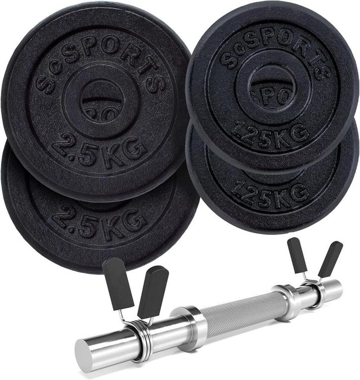 ScSPORTS® Halterset - 10kg, 1/2 korte halterstangen, staal,, Huis en Inrichting, Overige Huis en Inrichting, Verzenden