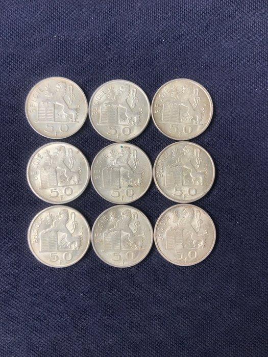 België. Leopold III. Franc Lot van 9 stuks 50 frank stukken, Postzegels en Munten, Munten | Nederland