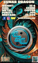 Monde. Medal Lunar Dragon Proof Color 33g mit CoA (Sans Prix