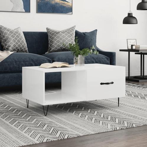 vidaXL Salontafel 90x50x40 cm bewerkt hout hoogglans wit, Huis en Inrichting, Tafels | Salontafels, Nieuw, Verzenden