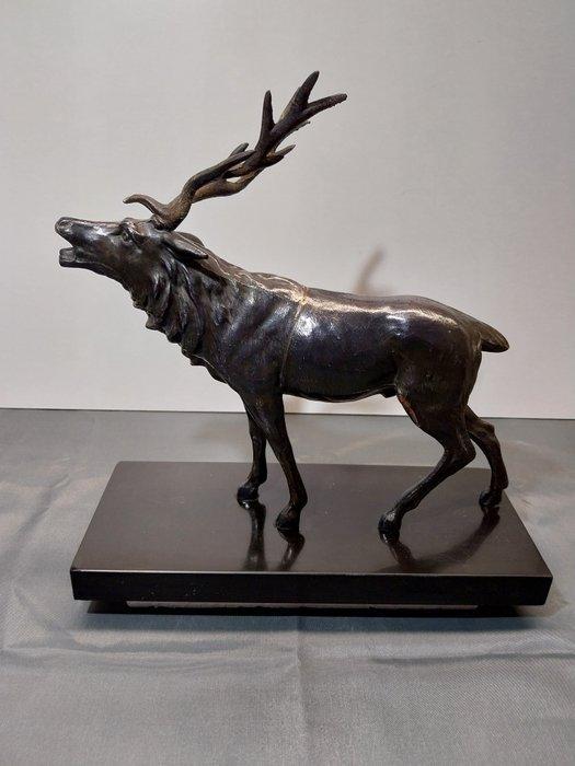 Sculpture, cerf bramant - 26 cm - Bronze, Antiquités & Art, Curiosités & Brocante