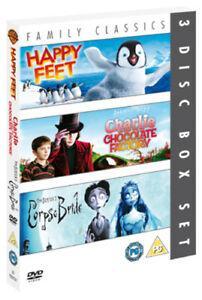 Happy Feet/Charlie and the Chocolate Factory/Corpse Bride, Cd's en Dvd's, Dvd's | Overige Dvd's, Zo goed als nieuw, Verzenden