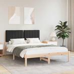 vidaXL Bedframe met Gevoerde Hoofdbord Zwart 140 x 200 cm, Huis en Inrichting, Slaapkamer | Bedden, Verzenden, Nieuw