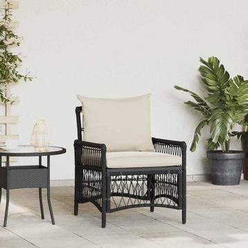 vidaXL Ligbed met Kussens Zwart 60x70x78 cm Poly Rattan, Verzenden