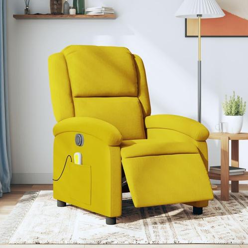vidaXL Massagestoel elektrisch verstelbaar fluweel geel, Huis en Inrichting, Fauteuils, Nieuw, Verzenden