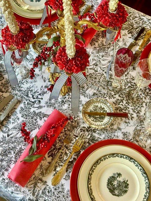 Exclusieve winterse toile de Jouy tafelkleed voor grote, Antiek en Kunst, Antiek | Tapijten, Tafelkleden en Textiel