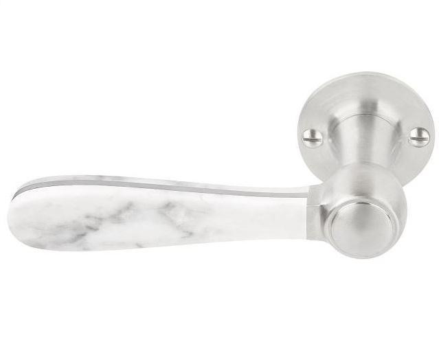 Enkele deurklink links BOSCO LZ100 op rozet mat rvs/marmer, Doe-het-zelf en Bouw, Hang- en Sluitwerk, Klink of Kruk, Nieuw, Overige materialen