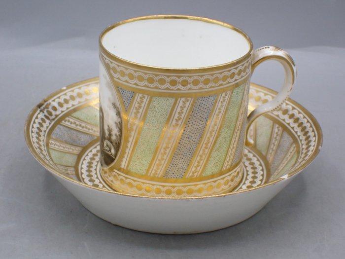 Vieux Paris - Kop en schotel - Porselein - Grisaille, Antiek en Kunst, Antiek | Glaswerk en Kristal