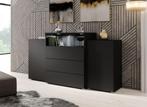 Dressoir mat zwart 150x39x81 industrieel, Maison & Meubles, Armoires | Dressoirs, Verzenden