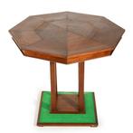 Table de jeu, Table en bois avec plateau de forme hexagonale, Antiquités & Art