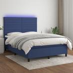vidaXL Boxspring met matras en LED stof blauw 140x200 cm, Huis en Inrichting, Slaapkamer | Bedden, Verzenden, Nieuw