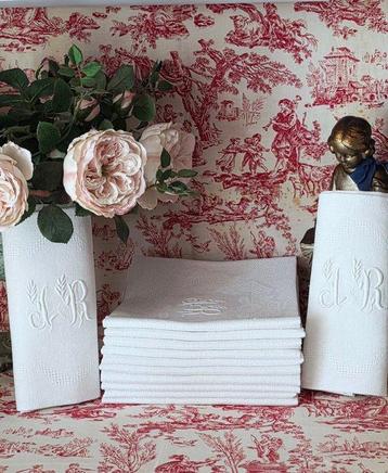 12 serviettes de table en lin monogrammées - Servet (12)  -