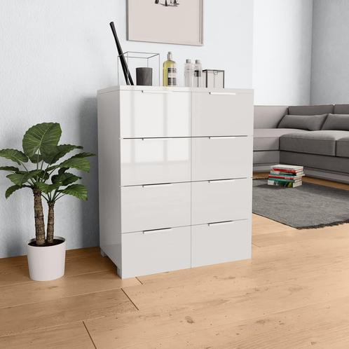 vidaXL Dressoir 60x35x80 cm bewerkt hout hoogglans wit, Huis en Inrichting, Kasten | Overige, Nieuw, Verzenden