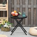 Tuintafel - BistroLife - Opvouwbaar - Glazen blad - Zwart, Ophalen of Verzenden, Nieuw