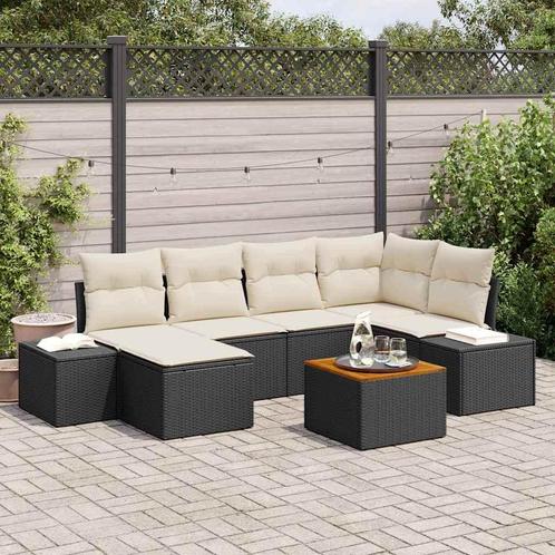 vidaXL Tuinbank Set 7 pcs Zwart en wit, Tuin en Terras, Tuinsets en Loungesets, Nieuw, Verzenden